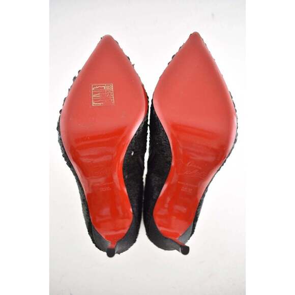 Christian Louboutin Moulakate 100 Black Sequin Glitter Heel Ankle Bootie 35.5 - Picture 12 of 12